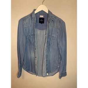 Denim snap button up